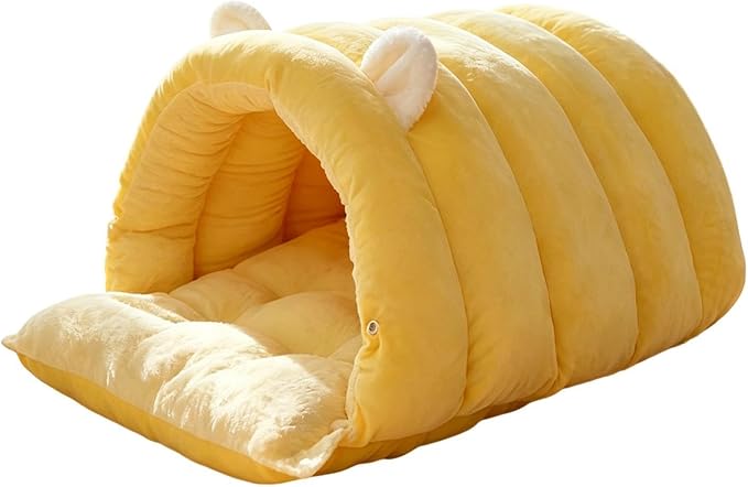 Cat Bed Cave Covered Washable Dome House with Zipper | Enclosed Dog Bed for Kittens Puppies Pets Indoor Winter Home Living Room Bedroom Kitchen Sofa Dorm Travel