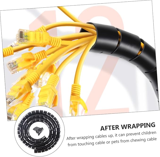 LALAFINA Cable Organizer Sleeve for Pets Spiral Wire Holder 1 Set Cord Management Tube for Dogs and Cats Flexible and Sturdy Cable Wrap in Black