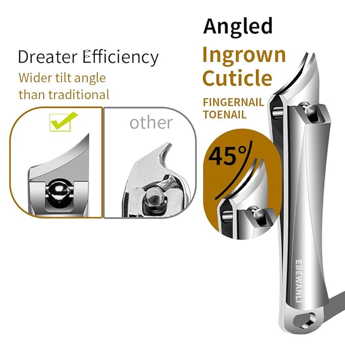 EBEWANLI Ingrown Toenail Clippers, Pointed Stainless Steel Nail Clippers for Hangnail or Ingrown Toenails Removal, Slant Blade Ingrown Toenail Tool for Feet, Almond Nail Clippers for Acrylic Nail Tips
