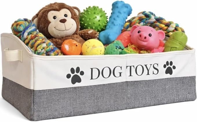Large Dog Toy Storage Bin Sturdy and Foldable Toy Basket