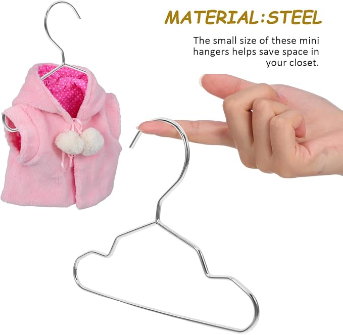 MAGICLULU Pet Hangers 10-Pack Steel Mini Closet Hangers for Cat Clothing Dog Apparel and Pet Accessories Space-Saving Storage Organizer for Home Shop and Drying Use