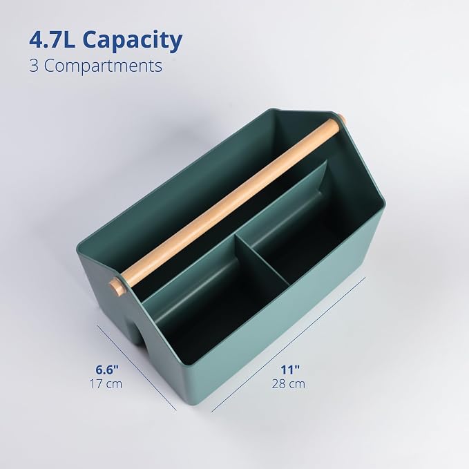 BLUE GINKGO Storage Basket, Medium 4.5L, Green, Made in Korea | Portable. Divided Storage Bin. Everyday Organization.