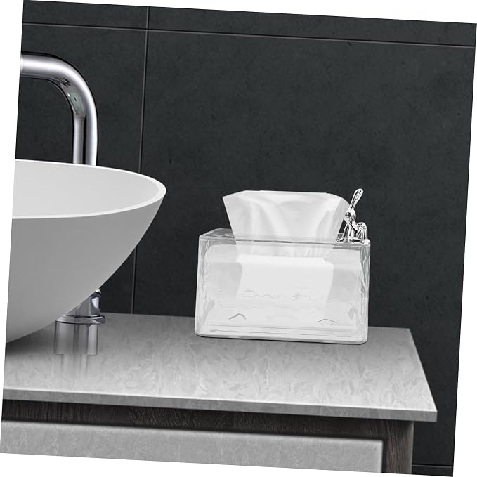 Clear Tissue Box Holder Elegant Tissue Dispenser for Home Office Decor Space-Saving Design Transparent Storage for Easy Item Identification