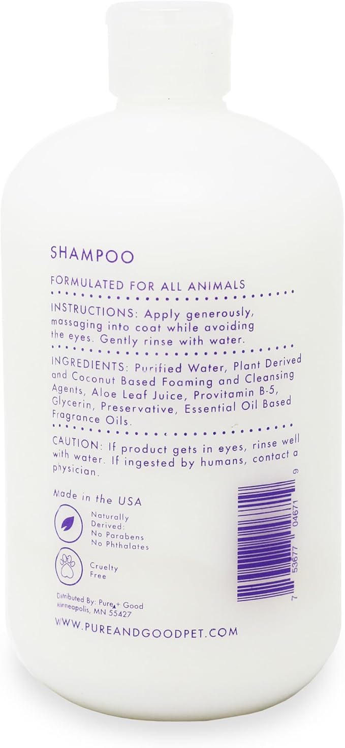 Pure + Good - Shampoo and Conditioner Set, Formulated for All Pets, Gentle and Cleansing, Made in The USA, Cruelty Free, 16 fl oz (Lavender + Chamomile)