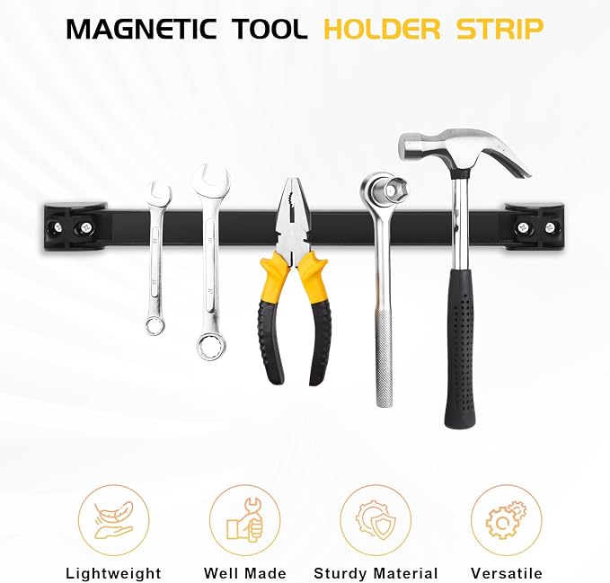 DGSL Heavy Duty Magnetic Tool Holder, 5 Pack 18" Wall Mount Organizer | Space-saving Magnetic Strip, Magnetic Knife Holder, Screwdrivers, Wrenches, Pliers, Garage and kitchen Organization