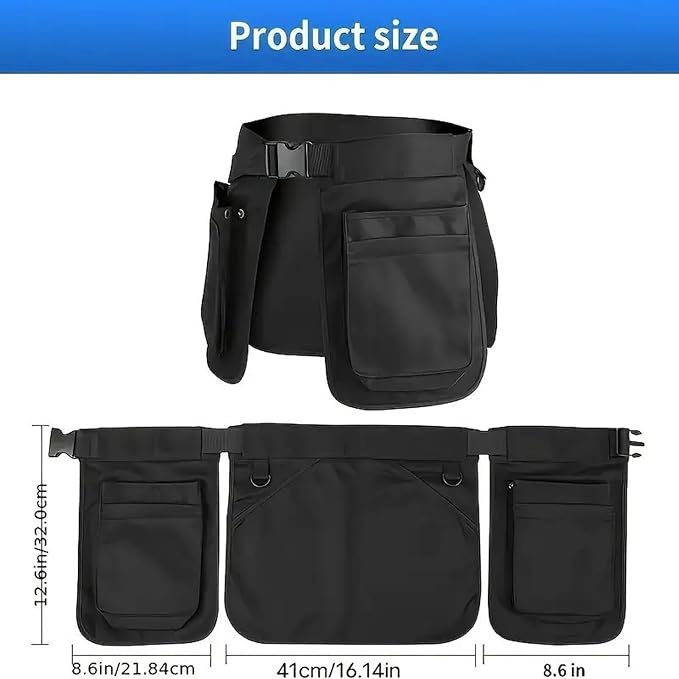 Multi-pocket Waist Belt Tool Apron Bag for Men/Women, Adjustable Belt Apron for Pet Trainer, Garden Tools Organizer, Waiter, Hair Stylist