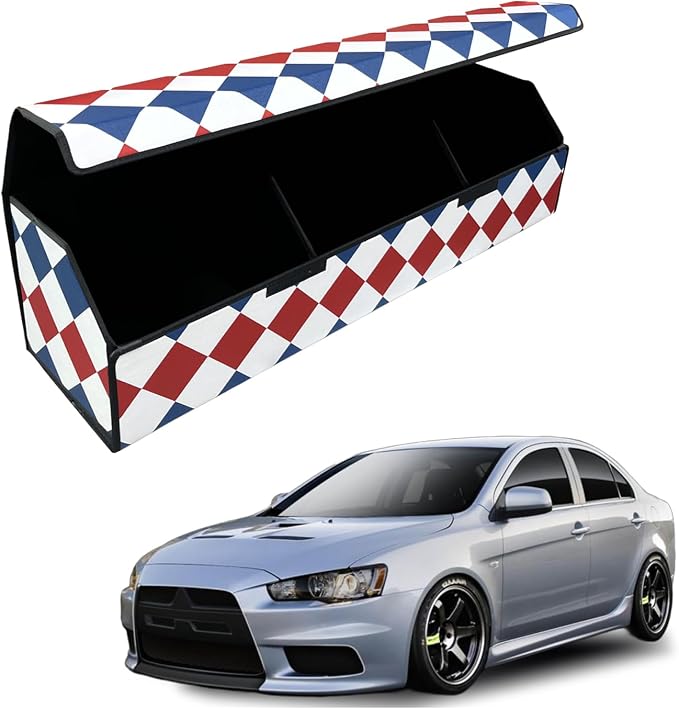 Car Trunk Organizer for For Mitsubishi Lancer Evolution - Custom Fit,Outdoor Trunk Organizer with Leather,Hook and Loop Fastener,4-Layer Cover,For Mitsubishi Lancer Evolution 2008-2017