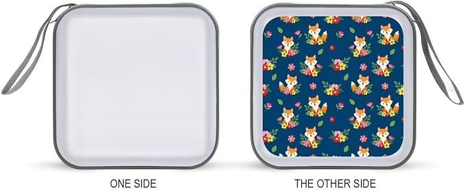 Portable Protective CD Holder Cute Fox, 40-Disc Hard Case with Zipper, Storage Binder for Music Movies Game Collections