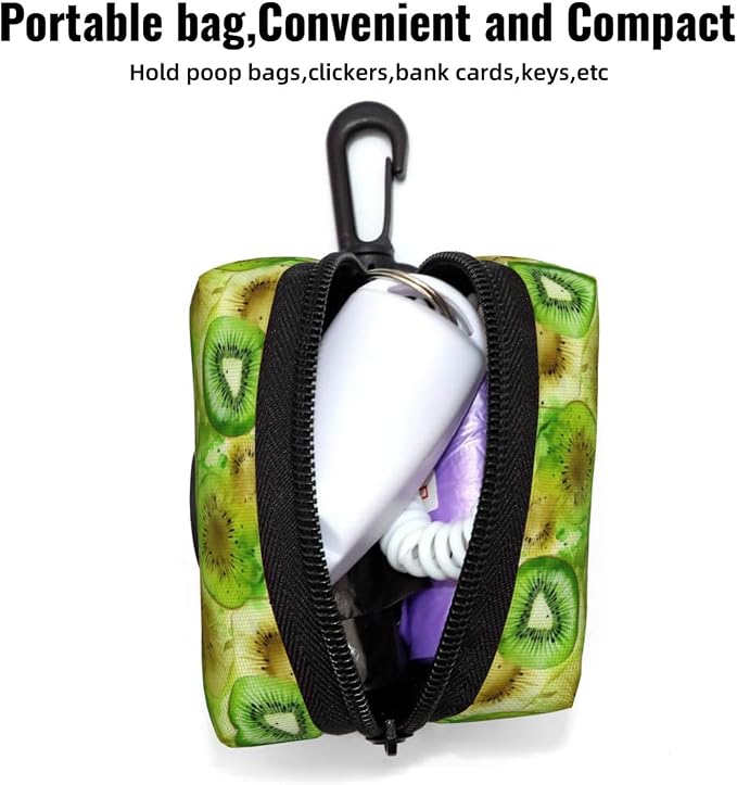 Kiwi Slices Pet Waste Bag Dispenser 0.2L | Portable Dog Poop Holder Waste Bag With Zipper Park Doggy Walking Accessory