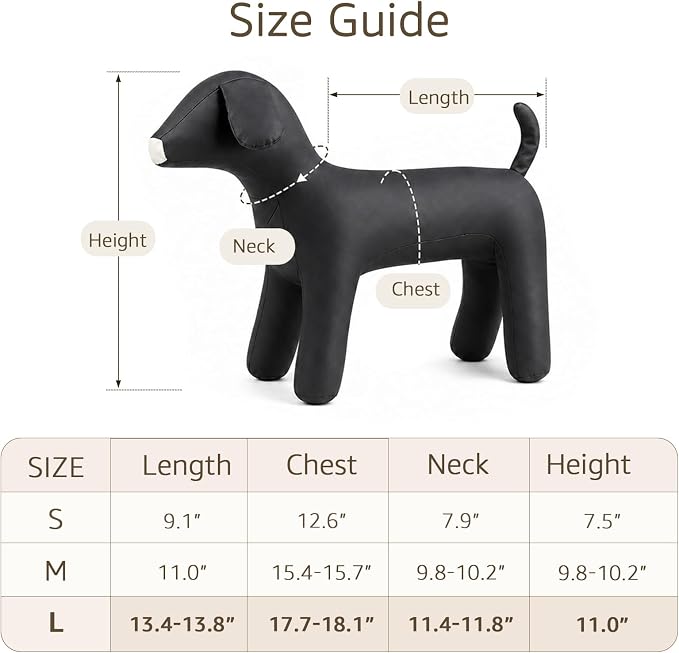 Dog Mannequin PU Pet Clothing Display Stand Cute Dog Hangers for Clothes Store Leather Pet Sewing Mannequin Durable Puppy Standing Model (Black, Large)