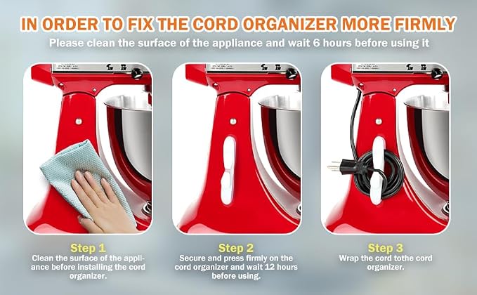 4 Pack Cord Organizer for Kitchen Appliances, Stick On Appliance Wire Organizer Wire Wrapper for Kitchen Appliances Stand Mixers (Mix Colors)