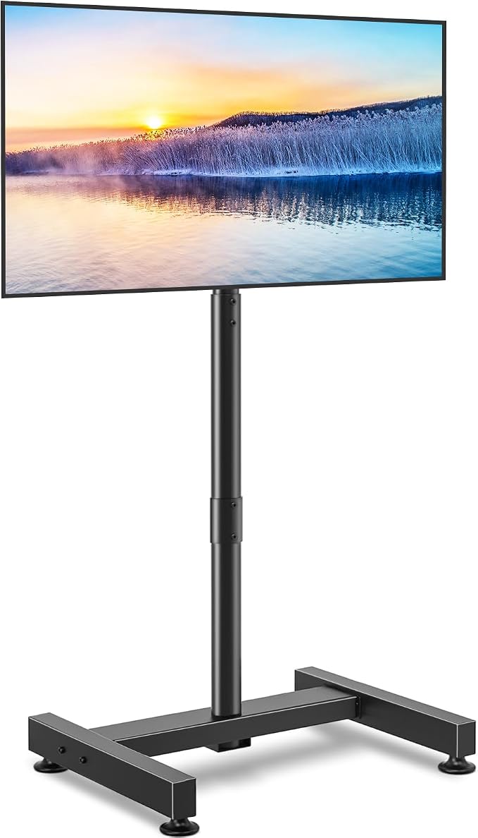 TV Floor Stand for 13-50 inch LCD LED Flat/Curved Panel Screen TVs up to 44 lbs, Height Adjustable TV Stand Mount with VESA 200x200, Portable TV Stand for Bedroom, Dorm Room, Office | Tilting and Rotating Mount, Portrait to Landscape, Height Adjustable...