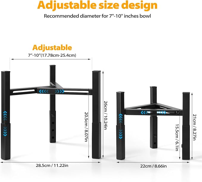 Adjustable Raised Dog Bowl Stand, Metal Elevated Feeding Station for Dogs, Without Bowls