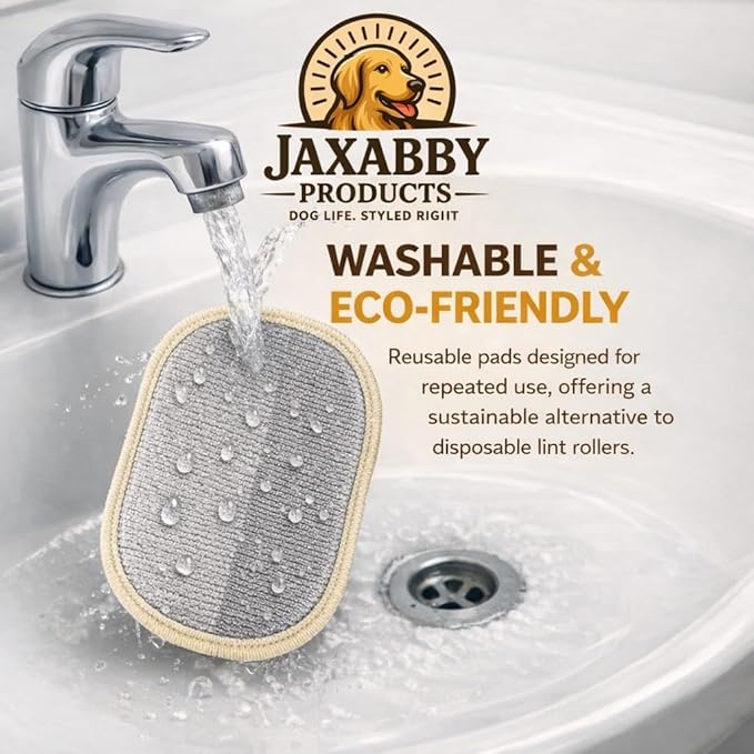 Jaxabby Products Reusable Pet Hair Remover Kit – 3-Piece Set with Fabric Pads & Self-Cleaning Lint Roller for Clothes, Furniture, Couch & Car, No Refills, Eco-Friendly (Pastel Blue)