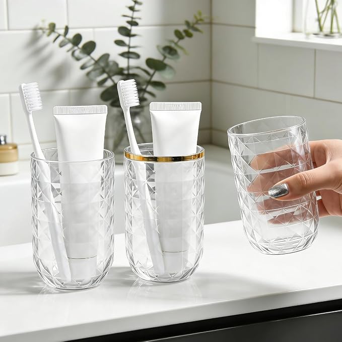Didiseaon Transparent Toothbrush Holder Box with Dual Cups Portable Travel Toothbrush and Toothpaste Case for Home Gym School Business Trips Compact Pet Storage Organizer
