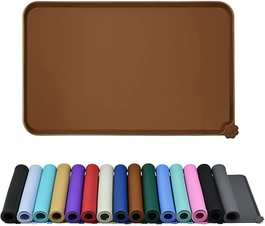 Reopet Waterproof Pet Feeding Mat, Non-Slip Silicone Placemats for Dog Cat Food and Water Bowl, High Raised Edges to Prevent Spills and Protect Floors