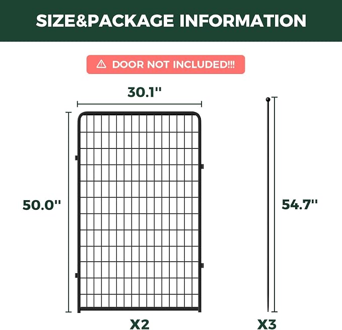 FXW Rollick Dog Playpen, Indoor, Yard & RV Camping, 50" H, 2 Panels | Easy setup, Heavy-duty, DIY layouts, for Ultra Large Dogs, Patented