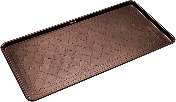 All Weather Boot Tray Extra Large 40"x20" - Brown Plastic Shoe Mat | Multi-purpose mudroom entryway tray with 1.25" raised edges - fits shoes, pet bowls & plants - 100% recycled polypropylene