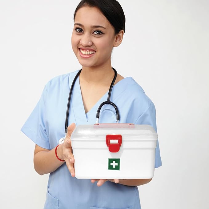 Milton First Aid Box Set of 2, Medical Storage Box for Medicines, Empty | Milton Medicine Storage Box Set of 2, First Aid Box for Medication, Empty