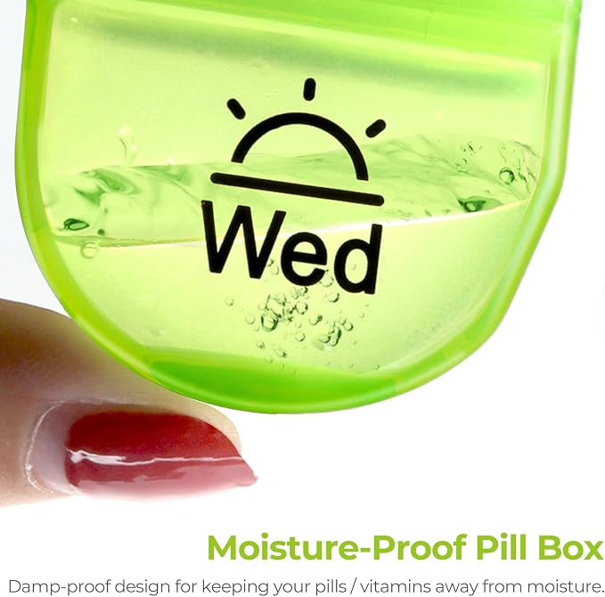 AUVON Pill Box 2 Times a Day, 7-Color for Easy Tracking, Dual Protection | Weekly Pill Organizer AM PM with 7 Daily Pocket Case to Hold Vitamin, Medicine, Medication, and Supplement, BPA-free