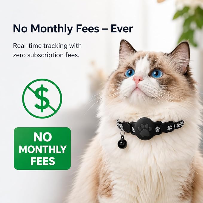 Pet Tracker,GPS Tracker for cat,Smart tag,Waterproof Compatible with Find My,No Monthly Fee,Advanced Tracking Solution Smart Collar for Pet Safety Ideal Small Large Cats(iOS Only)