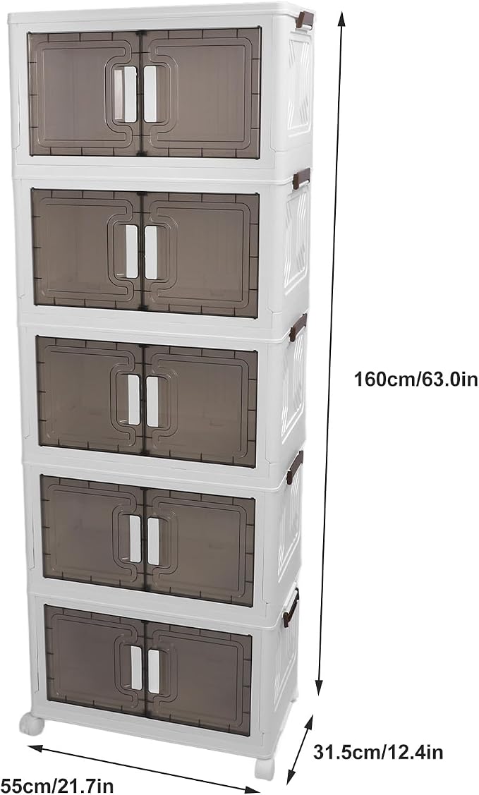 Brrnoo Multi-tier folding storage bin with wheels, 5 layers, 30x30x119 cm