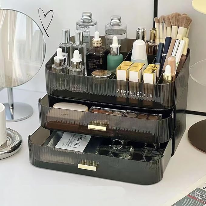 Makeup Organizer with Stackable Drawers, Bathroom Counter Organizer. | Drawers Can be Stacked, Cosmetic Display Case, Ideal for Make Up, Skincare, Perfume; Suitable for Dresser Top, Vanity
