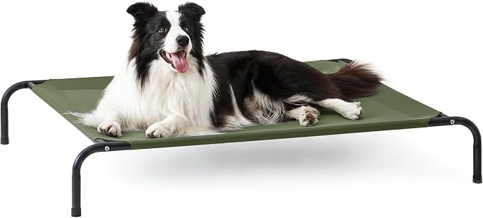Love's cabin Elevated Cooling Dog Bed for Large Dogs, Portable Indoor & Outdoor Raised Pet Dog Cat Cot, Durable Summer Frame with Breathable Mesh, Olive Green, 48 inches