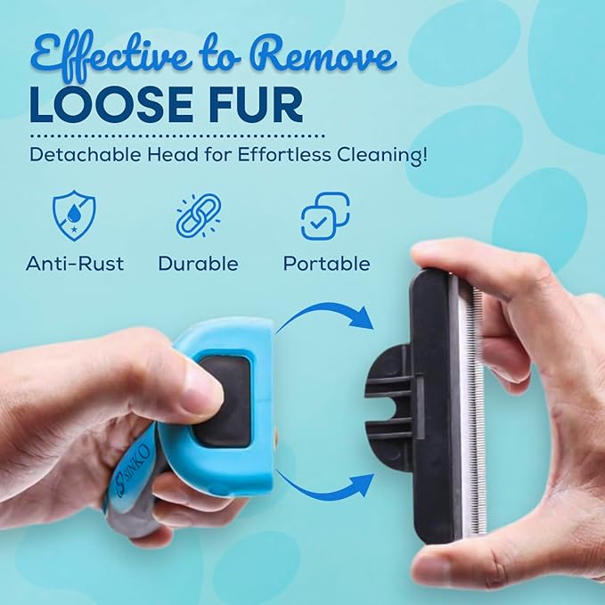 Sinko Deshedding Brush for Dogs & Cats, Pet Grooming Brush, Skin Friendly Deshedding Tool, Dog Brush for Shedding, Effectively Reduces Shedding by up to 95% for Short Medium Long Pet Hair (Blue)