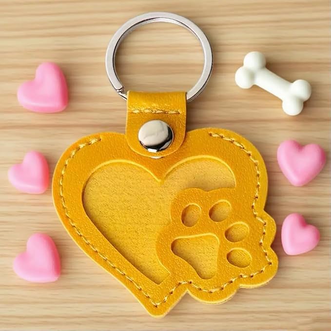 Heart-Shaped Leather Pet Hair Keepsake Keychain