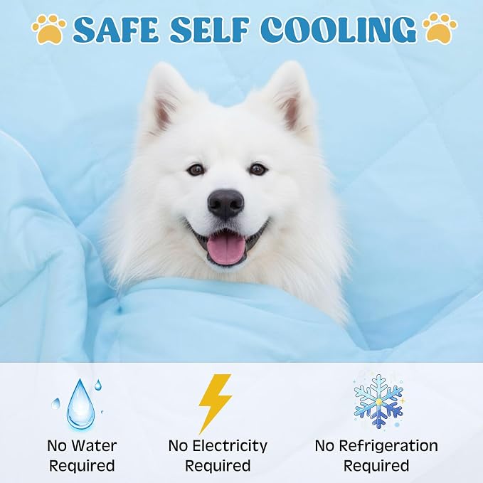 4 Pack Dog Cooling Mat 29" x 40", Washable Cooling Pad for Dogs & Cats, Foldable Pet Self-cooling Blanket for Crate Sofa Floor Car, Breathable for Indoor Outdoor Summer Use with Storage Bags