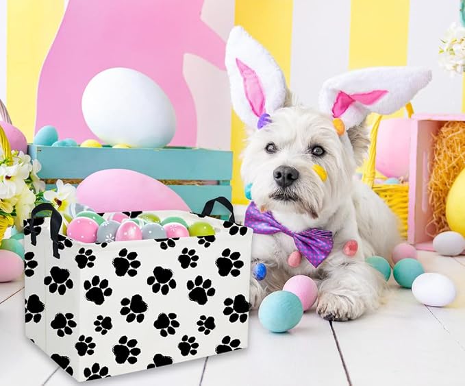 Rectangle Dog Baskets Paw Basket Cute Storage Bin Fish Box for Room Decor Gift Basket(Dog paw)