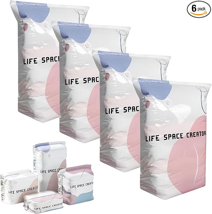 No Pump Vacuum Storage Bags, Large Capacity 3D Compression Storage Bags, Press & Seal Space Saver Bags for Clothes, Comforters, Blankets, Bedding, Travel and Home Organization (XL*4)