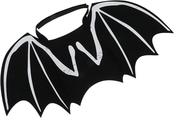 TEHAUX 1pc Cat Bat Wings Halloween Pet Costume Luminous Wings for Cats and Dogs Soft Felt Adjustable Strap for and Parties