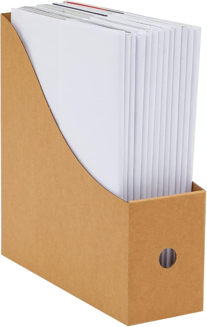 Juvale Corrugated Cardboard Magazine Holder - 3.5 x 10.2 x 10.6 in, Brown, 8-Pack - Magazine File Holder & Document Organizer with Removable Labels