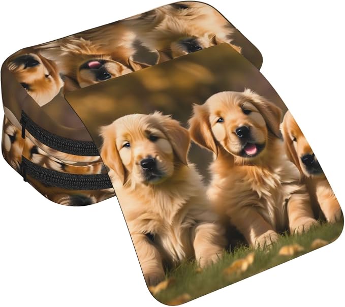 Golden Retriever dogs puppies pets print Pencil Case Box Organizer,Large Capacity Portable Big Pencil Bags with Zipper for Office Home