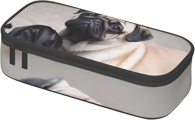 Cute Pet Pug Pencil Case Large Capacity Pencil Pouch With Zipper Portable Pen Bag Organizer Waterproof Cosmetic Makeup Bag For Women Men