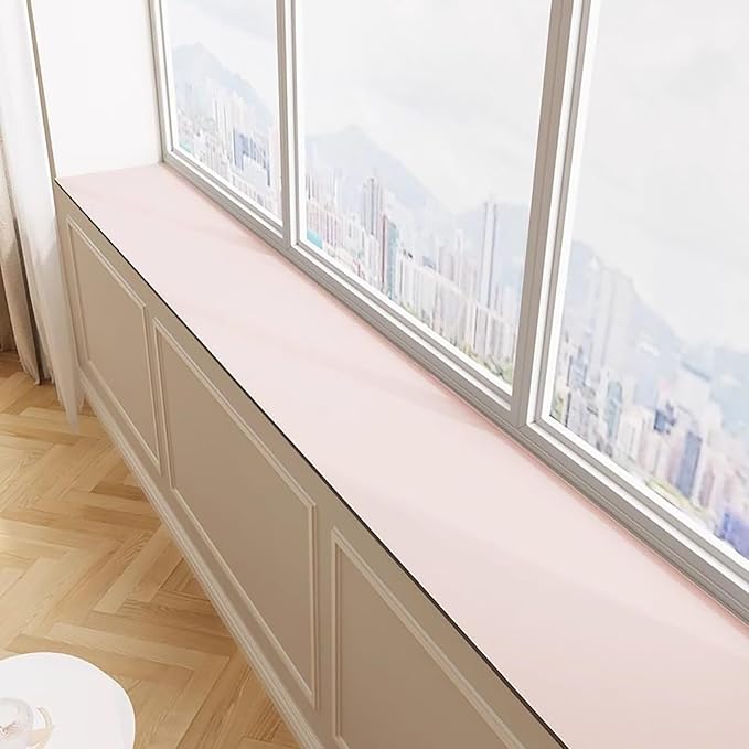 Cut-to-fit Narrow Window Sill Mat,Absorbent Window Sill Cushion Pad Non-Slip Backing,Customizable Decorative Window Sill Protector Cover for Dog Cat Pets(78.7" L x 6" W, Pink)