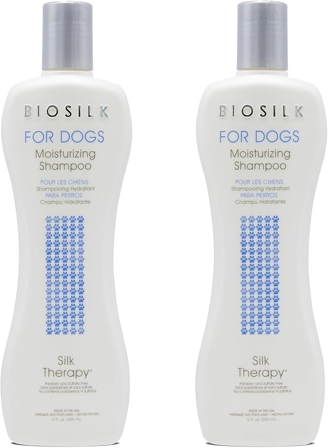 BioSilk for Dogs Silk Therapy Moisture Shampoo with Silk Proteins and Vitamins, Restores Shine and Softness, Sulfate Free, Paraben Free, pH Balanced, Made in USA, 12 Fl Oz - 2 Pack