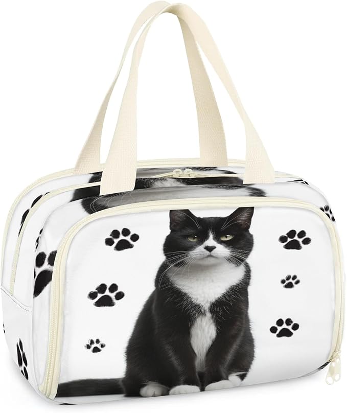 Funny Cat Travel Toiletry Bag for Women | Animal Paw Lightweight Waterproof Makeup Cosmetic Bag Large Tote Organizer for Traveling, Toiletries, Accessories