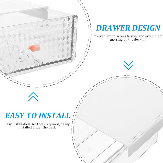Lurrose Desk Tissue Holder for Office Desk Organization, Resistant to Deformation Storage Bin with Sleek Pet and Abs Material, Compact Tissue Box Cover for Office Use