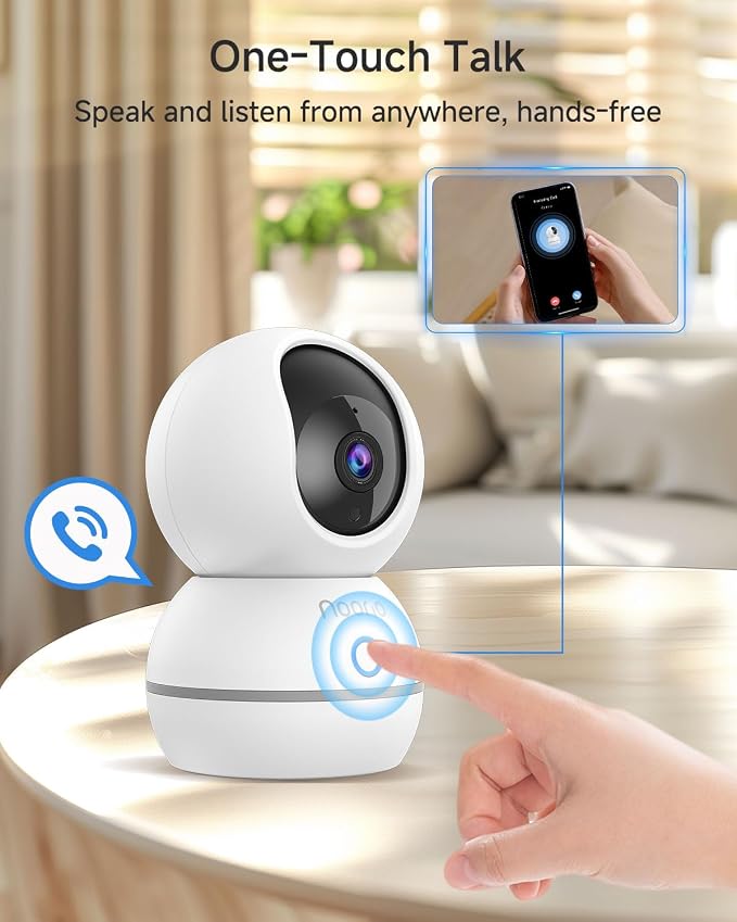 Noorio 4MP/2K Indoor Security Camera, 2.4GHz UHD 360° PTZ Pet/Dog Camera | 4MP/2K UHD Resolution, One-Touch Call, 360° PTZ Coverage, 24/7 Recording, Night Vision, Auto Motion Tracking, 2.4G Only