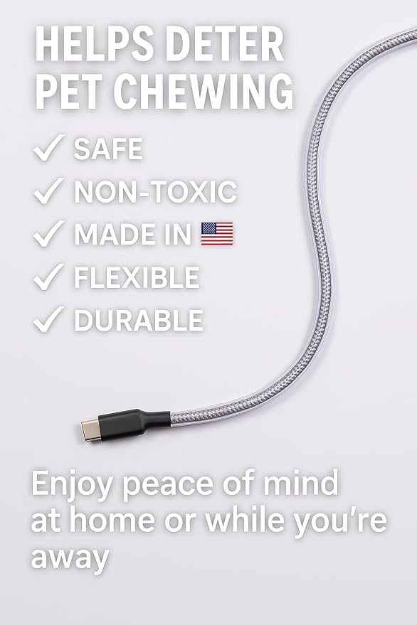 PetCords MINI 6ft Dog and Cat Cord Protector-Protects Your Pets from Chewing Through Charging Cables. Fits- iPhone, Android and Other USB Cables, Unscented, Odorless