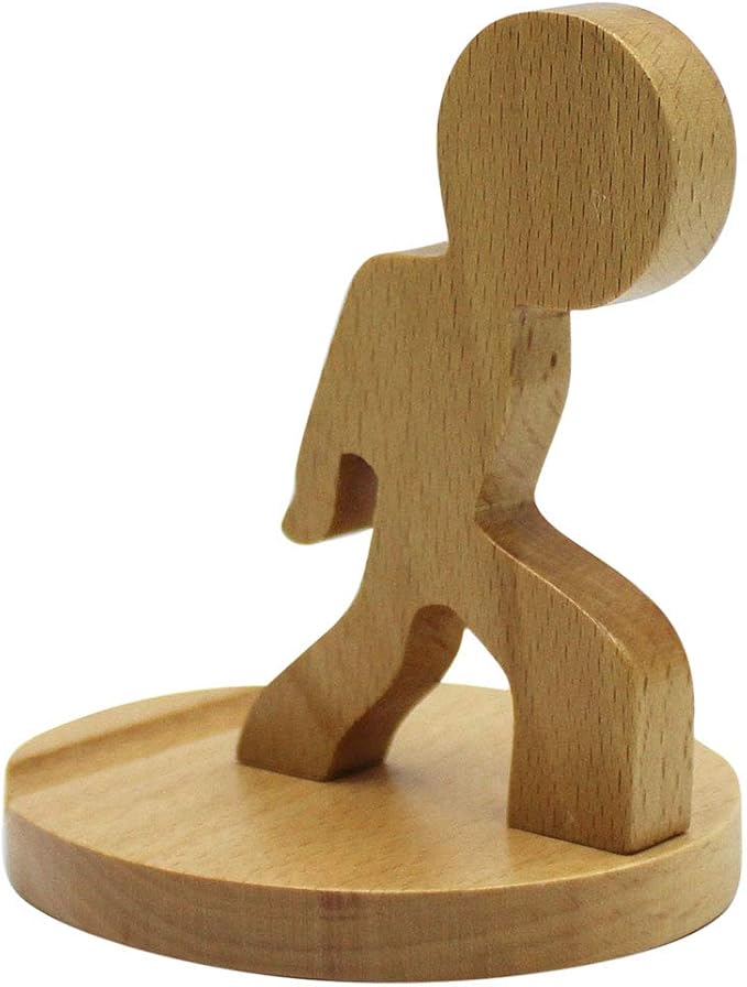 Cute Boy Cell Phone Holder Stand Wooden Smartphone Desk Holder for Mobile Phones Animal Phone Stand Desk Ornament