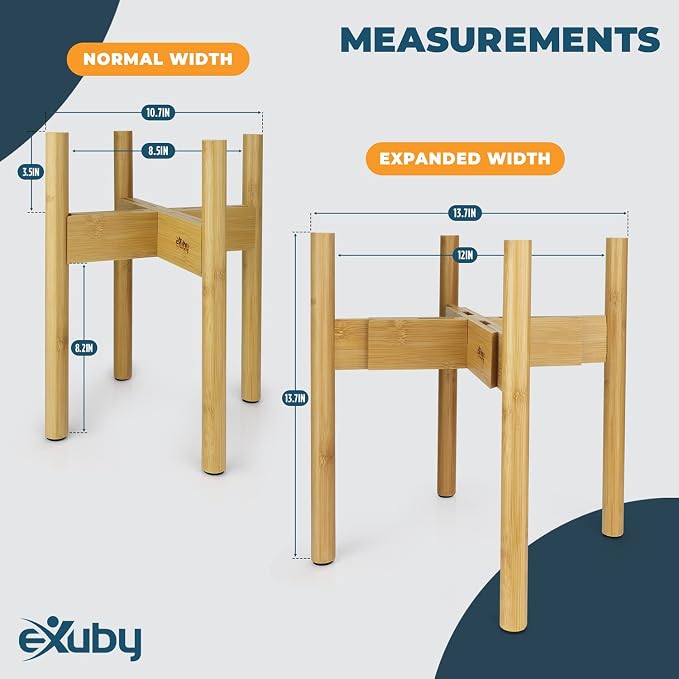 eXuby - 2-Pack Adjustable Dog Bowl Stand for Large Breed dogs - Keeps Your Dog Comfortable While Eating or Drinking - Perfect Height of 14" - Expands to 11.25" - Bowls Sold Separately