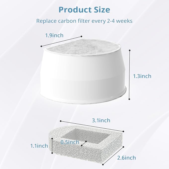 Cat Water Fountain Filter, Pet Fountain Filter Replacement Compatible with PetSafe Drinkwell Avalon Pagoda Seascape Seaside Pet Dog Cat Water Fountain (C. 8 Filters+8 Sponges)