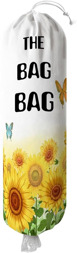 Plastic Bag Holder, Wall Mount Plastic Bag Organizer Dispenser Reusable Grocery Bag Organizer for Home Kitchen(Sunflowers)