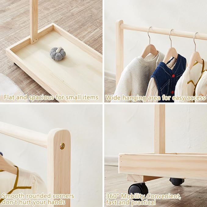 Baby Garment Rack, Kids Clothing Rack with Storage Shelf & Hanging Rod | Mini Closet Rack, Children Clothes Garment Rack, for Bedroom,Playroom,Nursery,Laundry, Pets Clothing Rack for Dogs Cats Dolls
