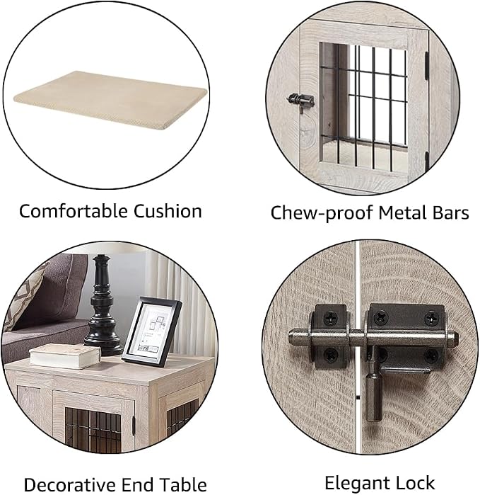 unipaws 25.5 Inch Furniture Style Dog Crate for Small Dogs, Cats, Rabbit | Indoor Puppy Kennel, Modern Decorative Wood Wire Cage, Pretty Cute End Side Table Nightstand