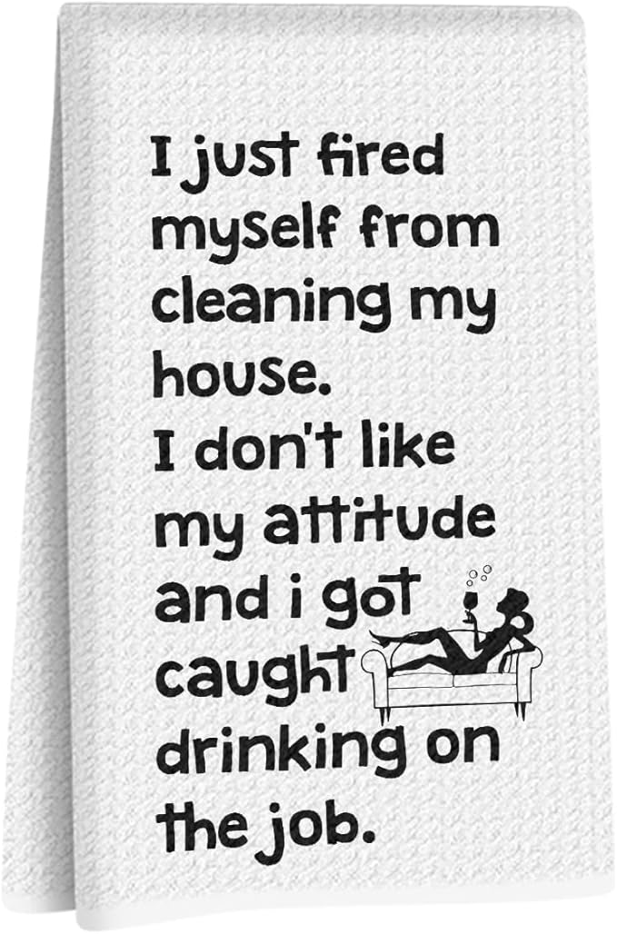 Hanamiya Na Funny Kitchen Towels 24x14 Inch, Sarcastic Sayings Reusable Dish Towels for Kitchen Bathroom Decor, Waffle Weave Absorbent Hand Cloth Tea Towel, Funny Gifts for Women Mom Friend